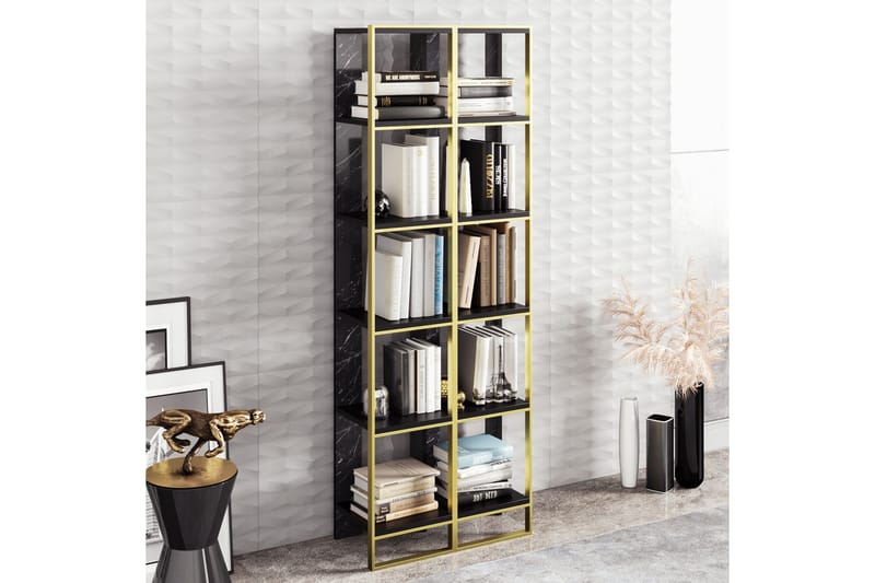 Bokhylla Uchytil 64 cm - Guld|Svart - Förvaring - Hylla - Bokhylla