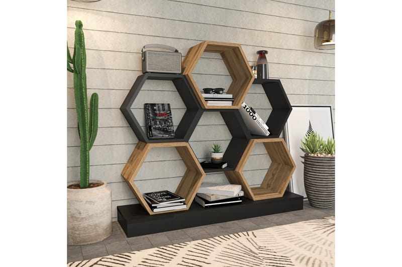 Bokhylla Urgby 120x109 cm - Svart - Förvaring - Hylla - Bokhylla