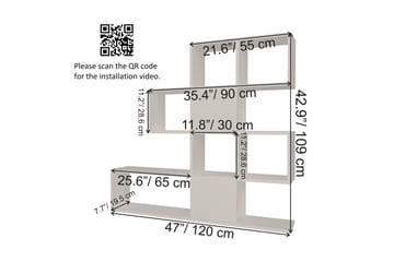 Bokhylla Urgby 120x109 cm - Vit - Förvaring - Hylla - Bokhylla