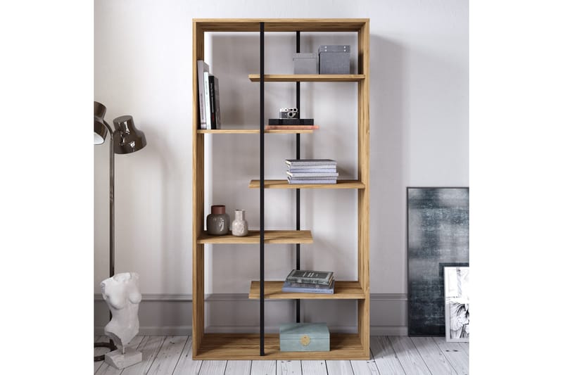 Bokhylla Winnow 90 cm - Valnöt|Svart - Förvaring - Hylla - Bokhylla