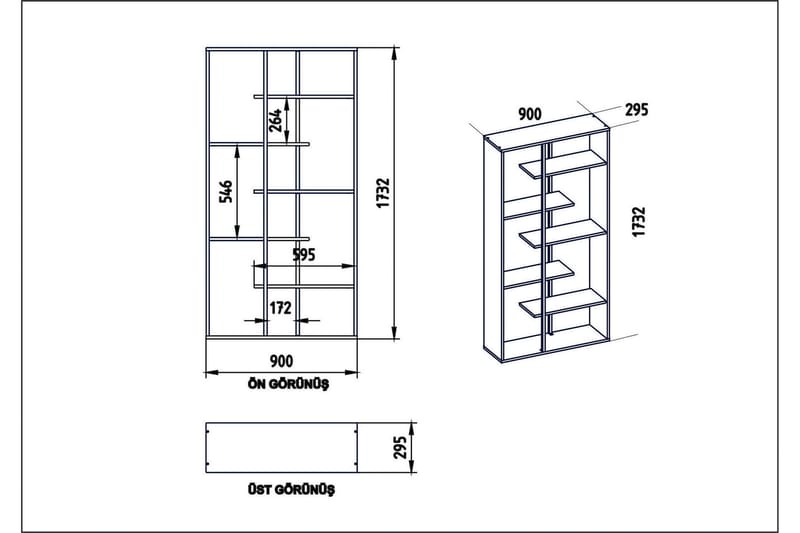 Bokhylla Winnow 90 cm - Valnöt|Svart - Förvaring - Hylla - Bokhylla