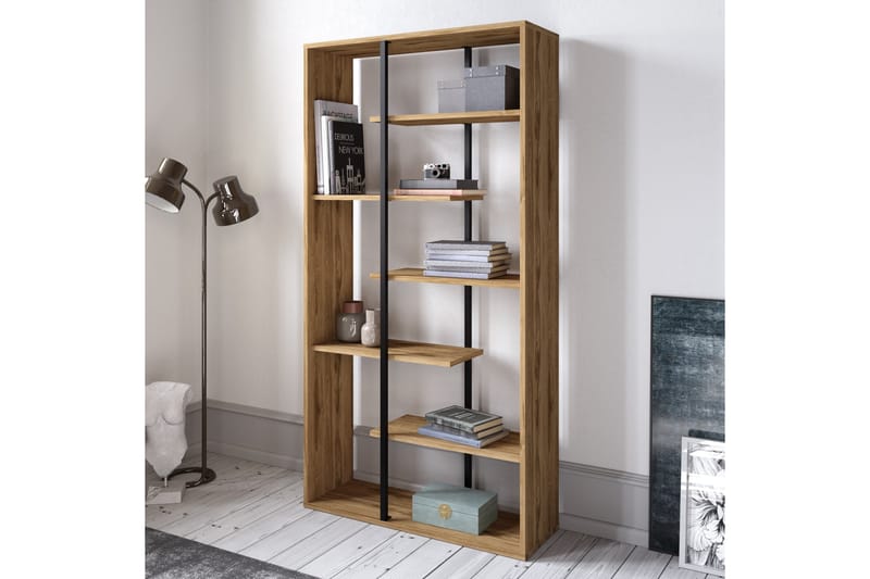 Bokhylla Winnow 90 cm - Valnöt|Svart - Förvaring - Hylla - Bokhylla