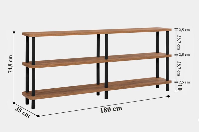 Bokhylla Zakkum 180x74,9 cm - Svart - Förvaring - Hylla - Bokhylla