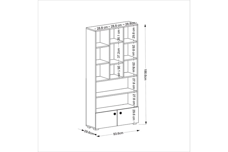 Bokhylla Penguen 93,6x29,6 cm Brun - Hanah Home - Förvaring - Hylla - Bokhylla