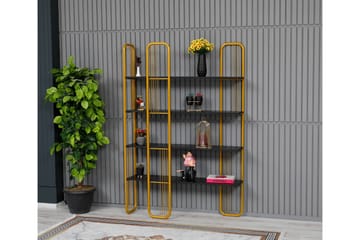 Bokhylla Pemu 125x28 cm Svart/Guld - Hanah Home - Förvaring - Hylla - Bokhylla