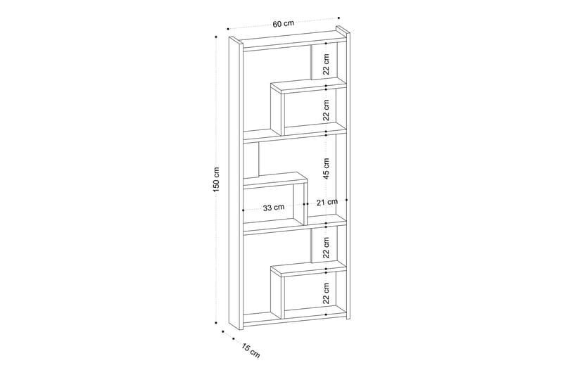 Bokhylla Prins 60x15 cm Vit - Hanah Home - Bokhylla