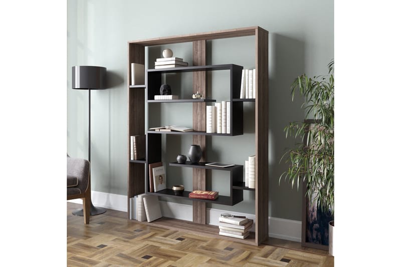 Caulside Bokhylla 120 cm - Valnöt|Svart - Förvaring - Hylla - Bokhylla