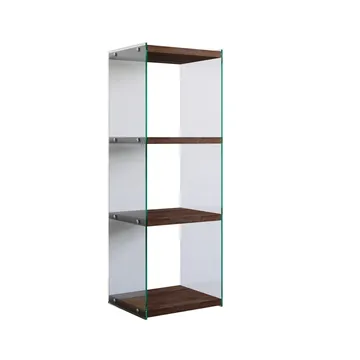 Dalshult Bokhylla 40 cm i Glas med Träskiva - Genomskinlig - Förvaring - Hylla - Bokhylla