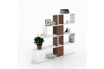 Decorta Sidobord - Vit/Valnöt - Förvaring - Hylla - Bokhylla