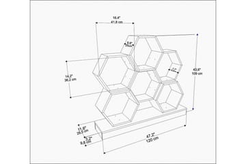 Desgrar Bokhylla 120x109 cm i Ek - Vit - Förvaring - Hylla - Bokhylla