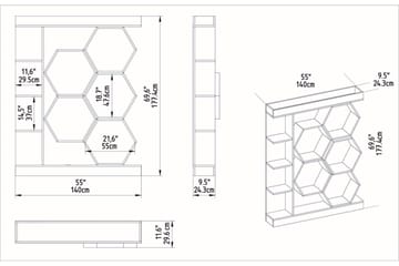 Desgrar Bokhylla 140x177,4 cm - Vit - Förvaring - Hylla - Bokhylla