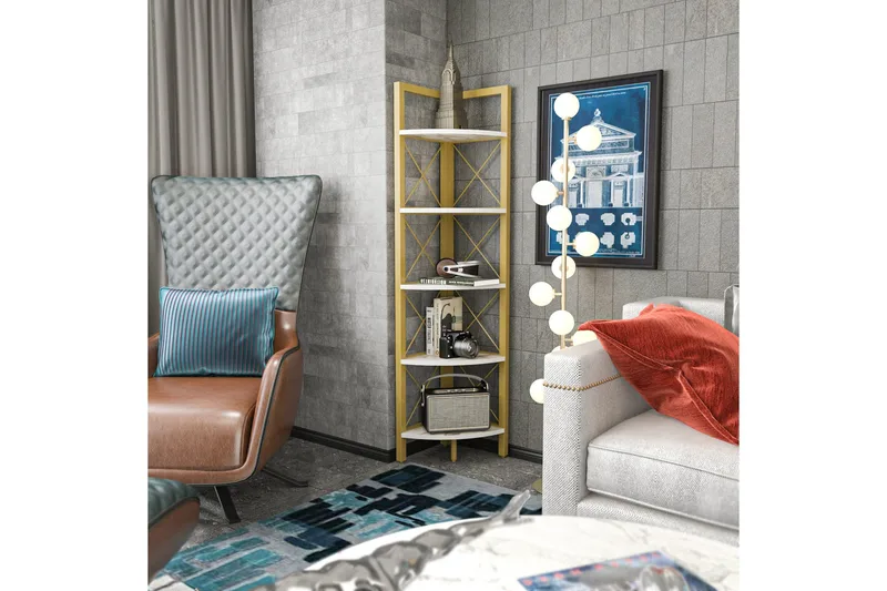 Desgrar Bokhylla 30,5x160 cm - Guld - Förvaring - Hylla - Hörnhylla