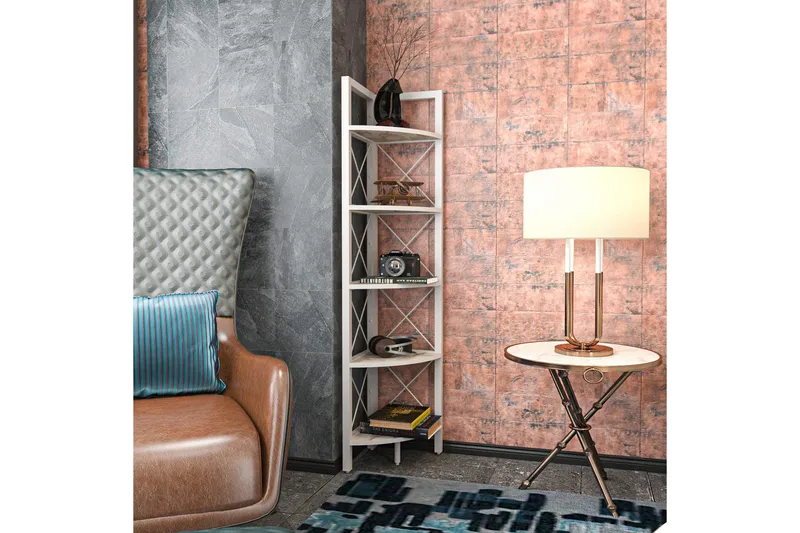 Desgrar Bokhylla 30,5x160 cm - Vit - Förvaring - Hylla - Hörnhylla