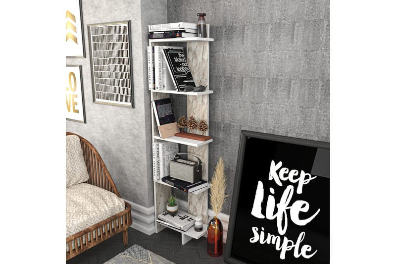 Desgrar Bokhylla 45,2x180 cm - Vit - Förvaring - Hylla - Bokhylla