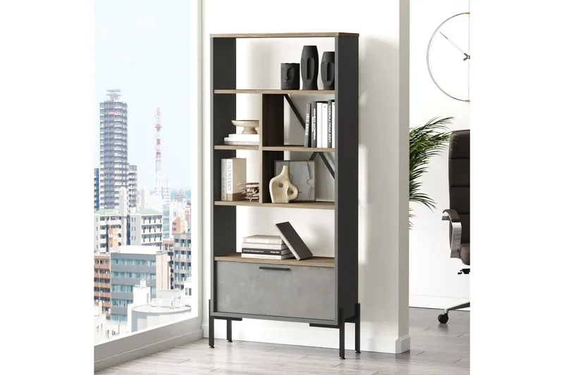 Desgrar Bokhylla 45x76 cm - Brun/Betonggrå/Antracit - Förvaring - Hylla - Bokhylla