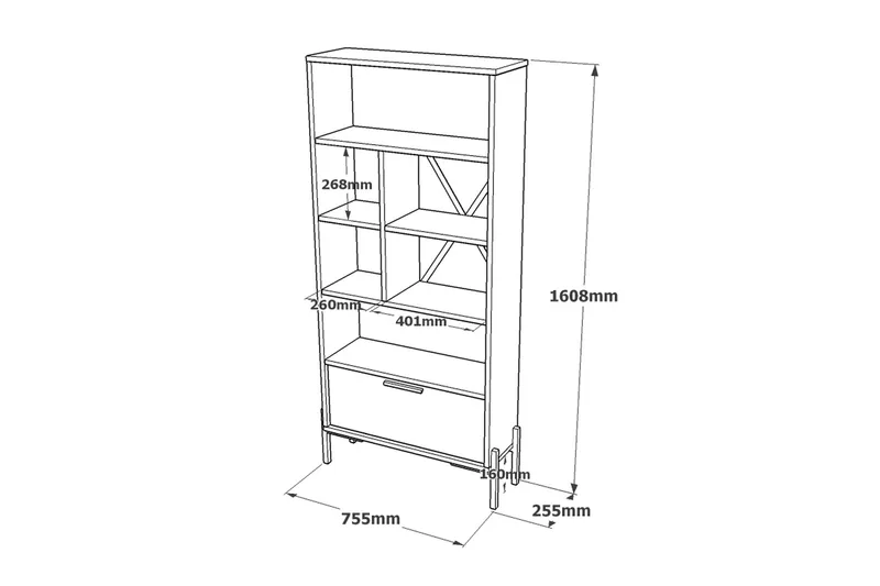Desgrar Bokhylla 45x76 cm - Brun/Betonggrå/Antracit - Förvaring - Hylla - Bokhylla