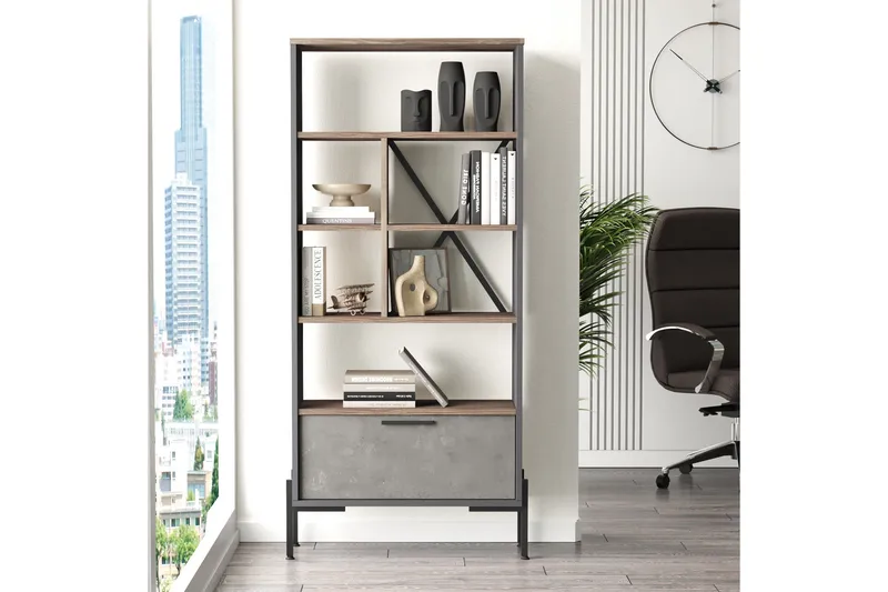 Desgrar Bokhylla 45x76 cm - Brun/Betonggrå/Antracit - Förvaring - Hylla - Bokhylla