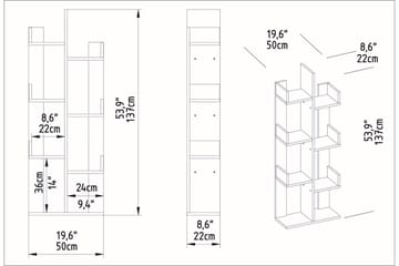 Desgrar Bokhylla 50x173 cm - Brun - Förvaring - Hylla - Bokhylla