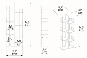 Desgrar Bokhylla 50x173 cm - Vit - Förvaring - Hylla - Bokhylla