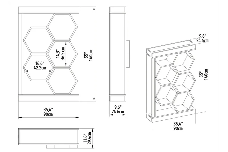 Desgrar Bokhylla 90x140 cm - Brun - Förvaring - Hylla - Bokhylla