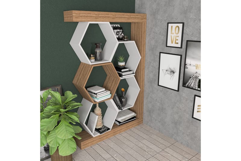 Desgrar Bokhylla 90x140 cm i Ek - Vit - Förvaring - Hylla - Bokhylla