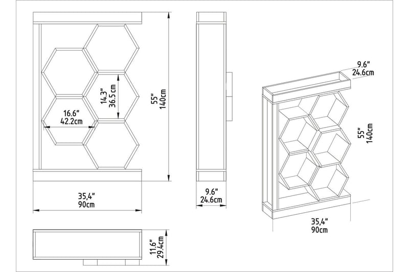 Desgrar Bokhylla 90x140 cm - Vit - Förvaring - Hylla - Bokhylla