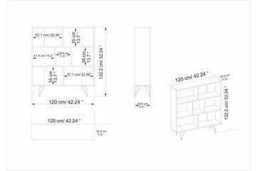 Frascone Bokhylla 120x30 cm 4 Hyllor - Vit - Förvaring - Hylla - Bokhylla
