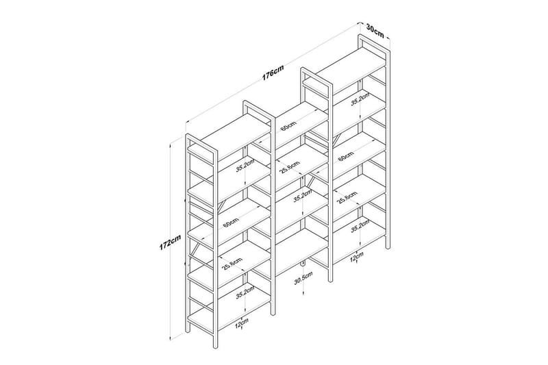 Bokhylla Goldmere Valnöt / Svart - Brun/Svart - Förvaring - Hylla - Bokhylla