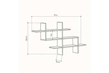 Halic Bokhylla 150x22 cm Brun - Hanah Home - Förvaring - Hylla - Vägghylla