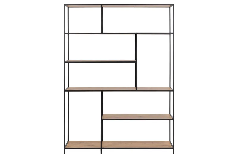 Hasslevik Bokhylla 135x35 cm 4 Hyllor - Natur/Matt Svart - Förvaring - Hylla - Bokhylla