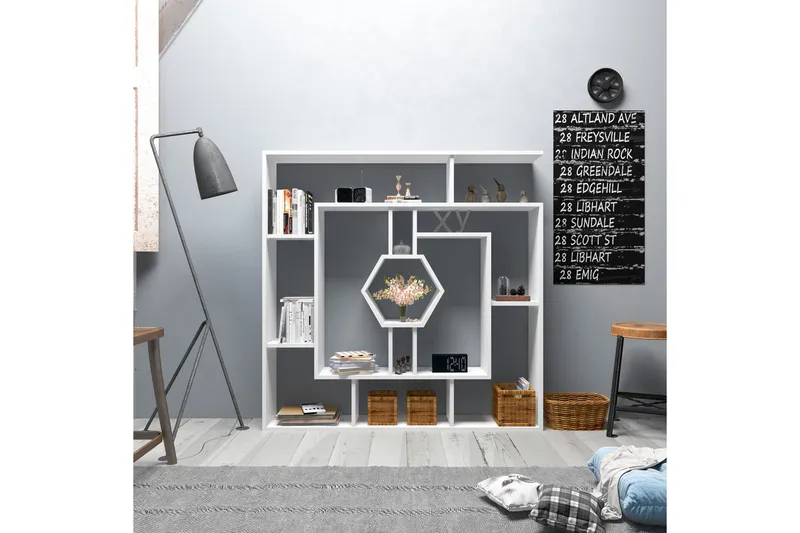 Hejde Bokhylla 134 cm - Vit - Förvaring - Hylla - Bokhylla