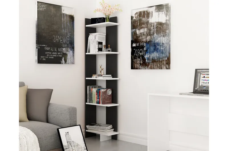 Hejde Bokhylla 45 cm - Svart/Vit - Förvaring - Hylla - Bokhylla