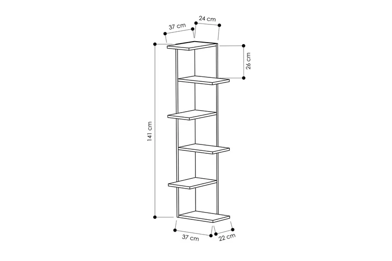 Homitis Bokhylla - Vit - Förvaring - Hylla - Hörnhylla