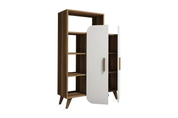 Hommaz Bokhylla med Dörrar - Valnöt/Vit - Förvaring - Hylla - Bokhylla