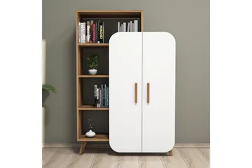 Hommaz Bokhylla med Dörrar - Valnöt/Vit - Förvaring - Hylla - Bokhylla