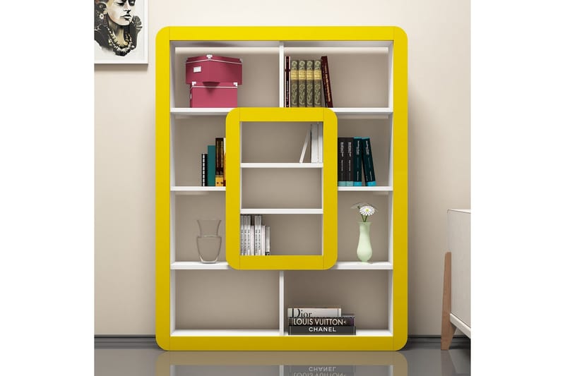 Hovdane Bokhylla 109 cm - Vit/Gul - Förvaring - Hylla - Bokhylla