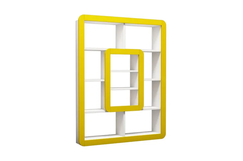 Hovdane Bokhylla 109 cm, Vit/Gul