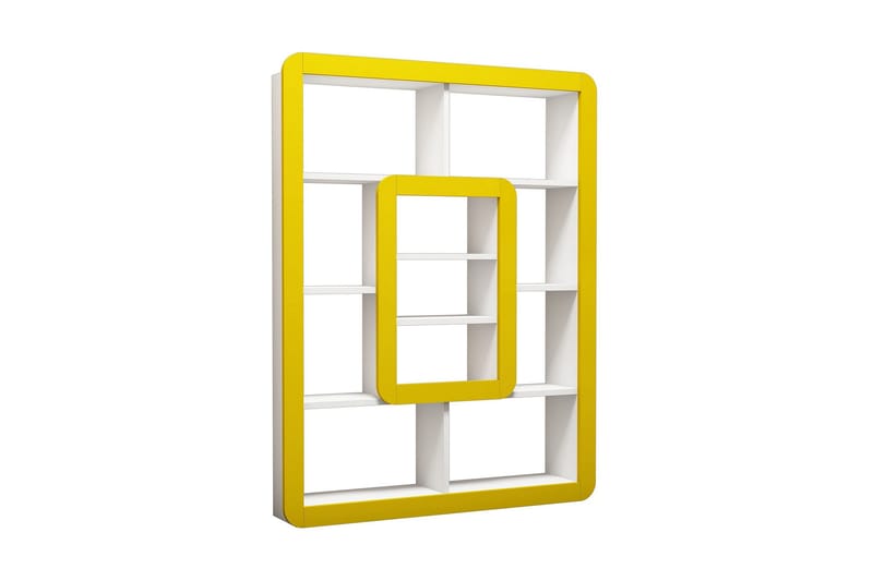 Hovdane Bokhylla 109 cm, Vit/Gul