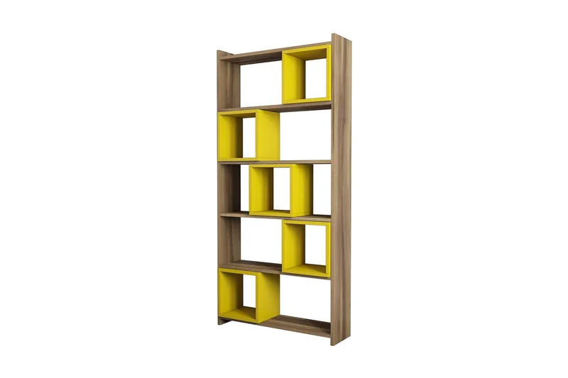 Hovdane Bokhylla 80 cm, Brun/Gul