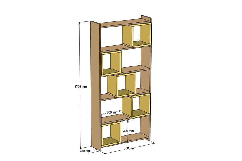 Hovdane Bokhylla 80 cm - Brun/Gul - Förvaring - Hylla - Bokhylla