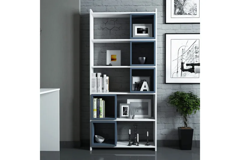 Hovdane Bokhylla 80 cm - Vit/Blå - Förvaring - Hylla - Bokhylla