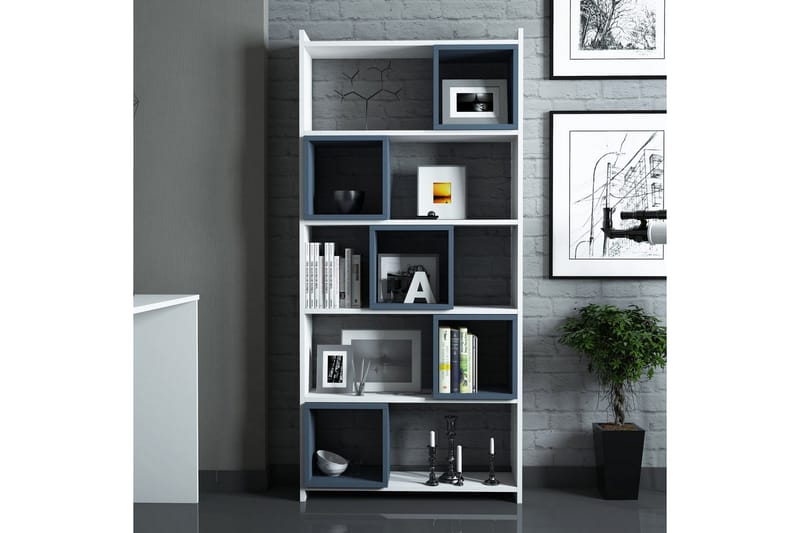 Hovdane Bokhylla 80 cm - Vit/Blå - Förvaring - Hylla - Bokhylla