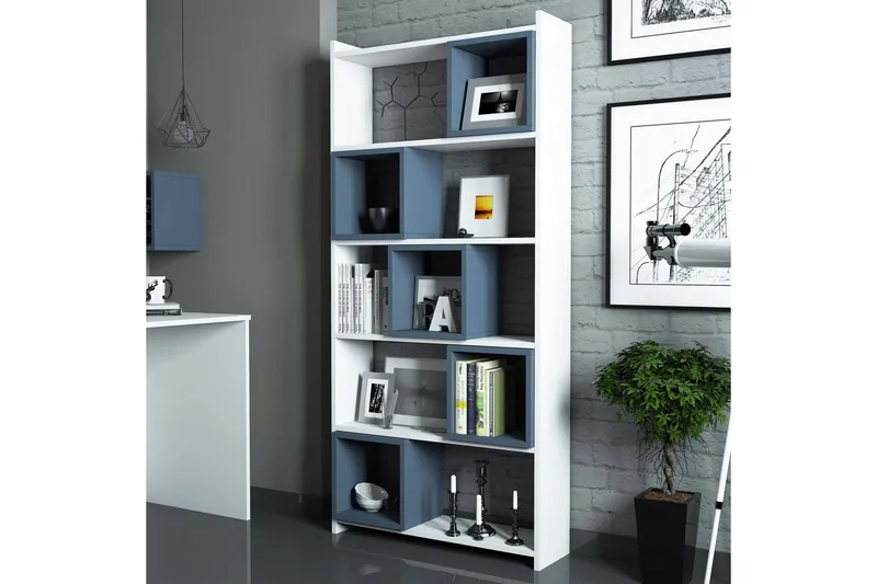 Hovdane Bokhylla 80 cm - Vit/Blå - Förvaring - Hylla - Bokhylla