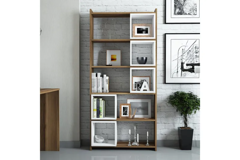 Hovdane Bokhylla 80 cm - Vit/Brun - Förvaring - Hylla - Bokhylla