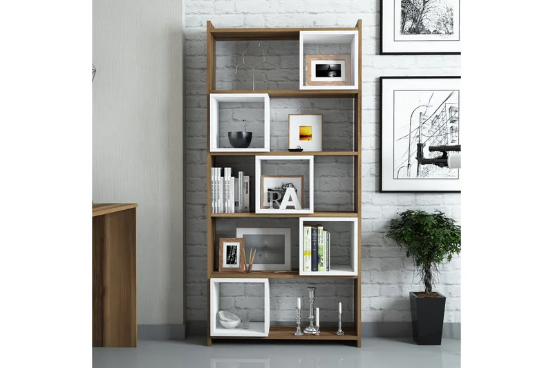 Hovdane Bokhylla 80 cm - Vit/Brun - Förvaring - Hylla - Bokhylla