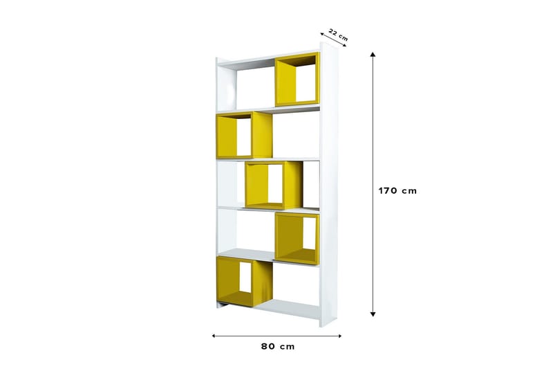 Hovdane Bokhylla 80 cm - Vit/Gul - Förvaring - Hylla - Bokhylla