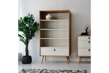 Hylla Helena Vit 80x40xh140 cm Mdf Naturlig/Vit - Förvaring - Hylla - Bokhylla