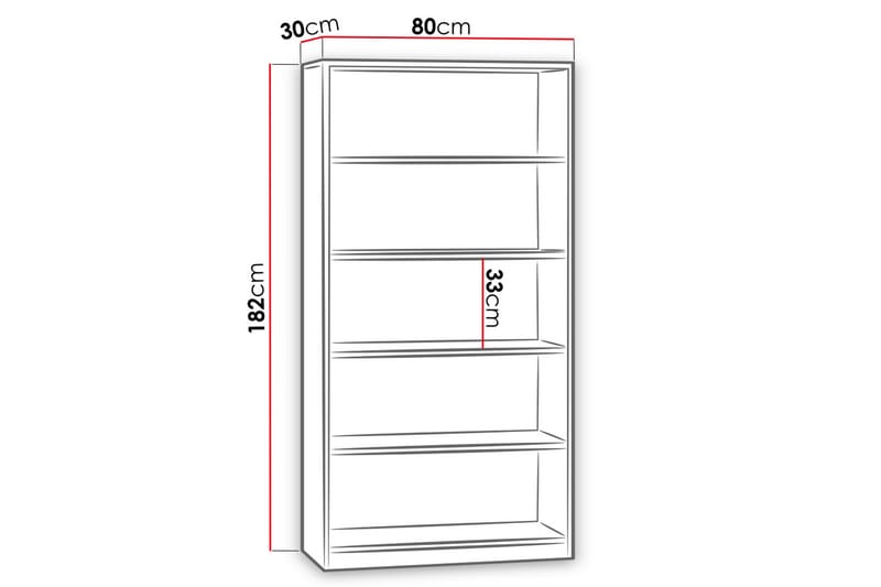 Hylla Office 80x30x182 cm - Ek - Bokhylla