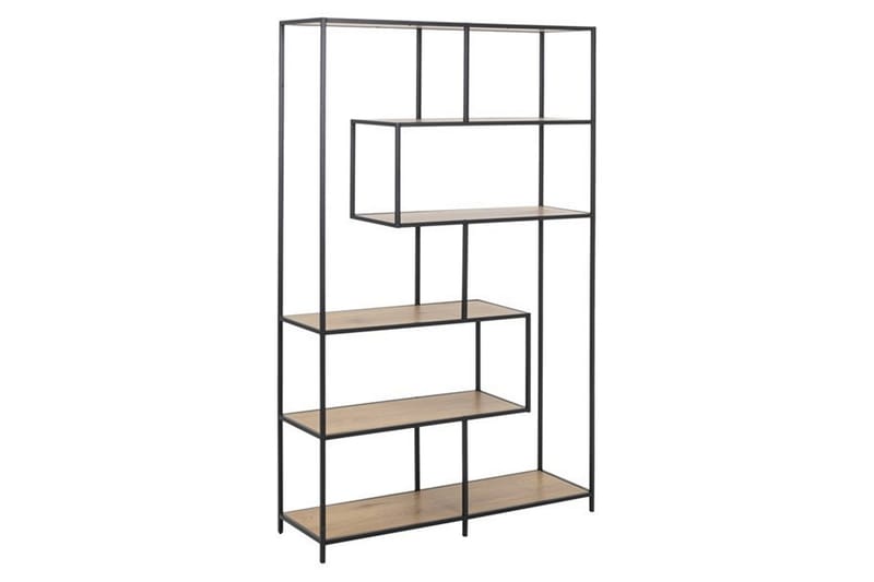 Hylla Seaford 114x35x185 cm Ek/Svart - Förvaring - Hylla - Bokhylla