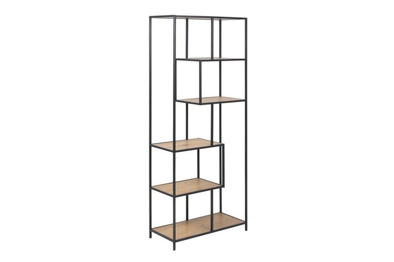 Hylla Seaford 77x35x185 cm Ek/Svart - Förvaring - Hylla - Bokhylla